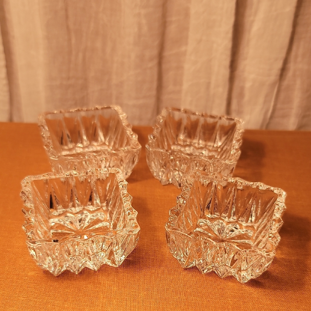 Set of Four Vintage Crystal Square Salt Cellars